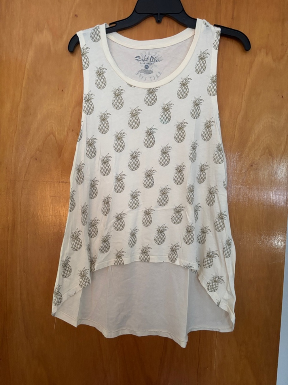 Salt Life Pineapple High-Low Tank Top - Cream & Gray